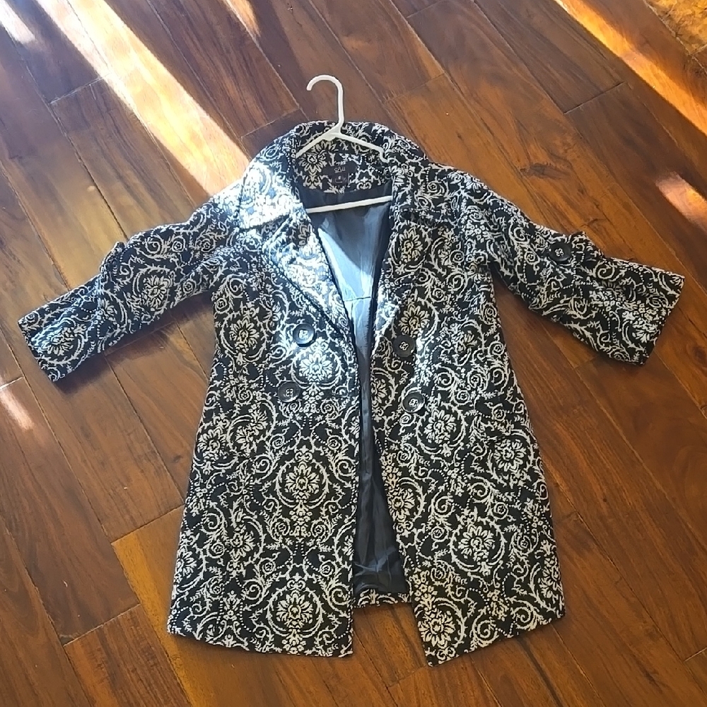 Luii Black and White Patterned Pea Coat